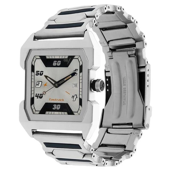 Fastrack Quartz Analog Silver Dial Stainless Steel Strap Watch for Guys - Image 2