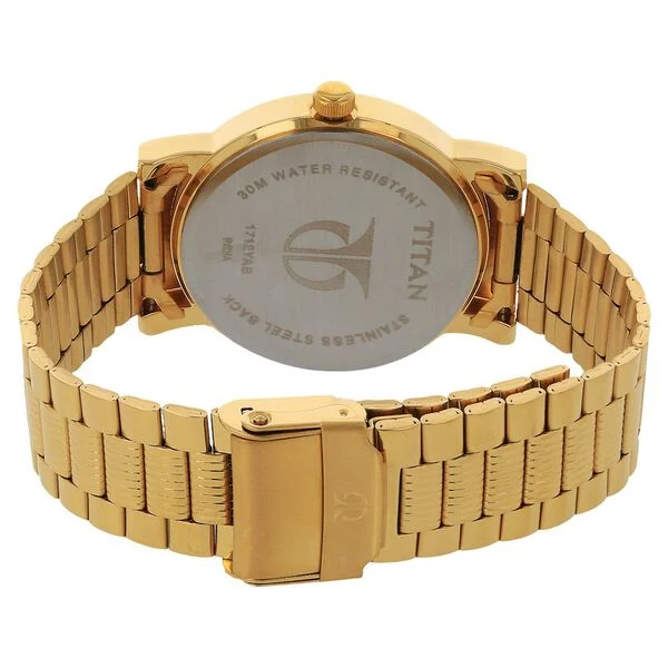 Titan Quartz Analog with Date Silver Dial Golden Stainless Steel Strap Watch For Men - Image 4
