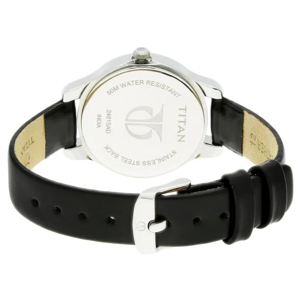 Titan Women's Chic minimalist watch with Blue dial and leather strap - Image 4