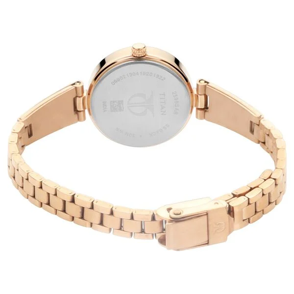 Titan Quartz Analog Silver Dial Rose Gold Metal Strap Watch For Women - Image 5