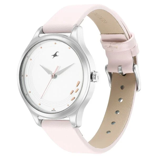 Fastrack Stunners Quartz Analog White Dial Leather Strap Watch for Girls - Image 3