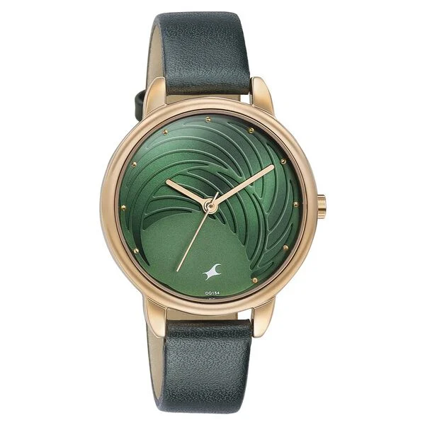 Fastrack Stunners Quartz Analog Green Dial Leather Strap Watch for Girls - Image 2