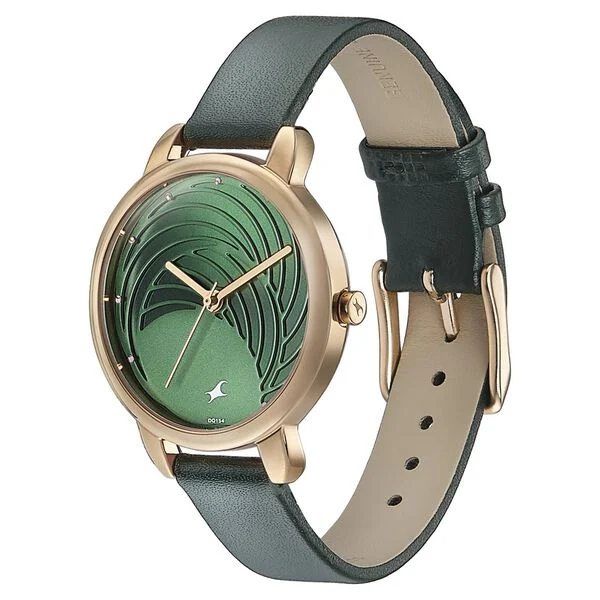 Fastrack Stunners Quartz Analog Green Dial Leather Strap Watch for Girls - Image 3