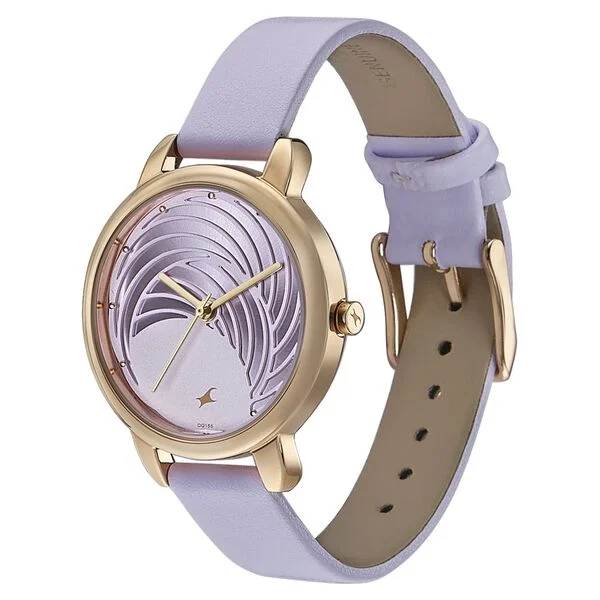 Fastrack Stunners Quartz Analog Purple Dial Leather Strap Watch for Girls - Image 3
