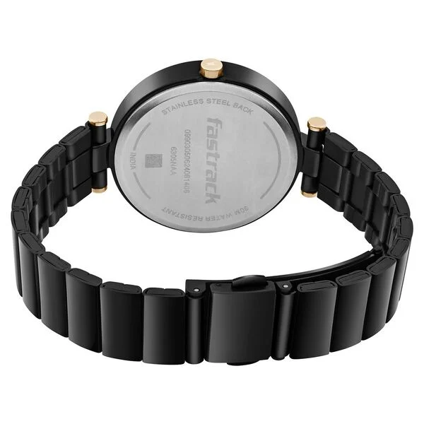 Fastrack MetaWe Quartz Analog Black Dial Stainless Steel Strap Watch For Girls - Image 5