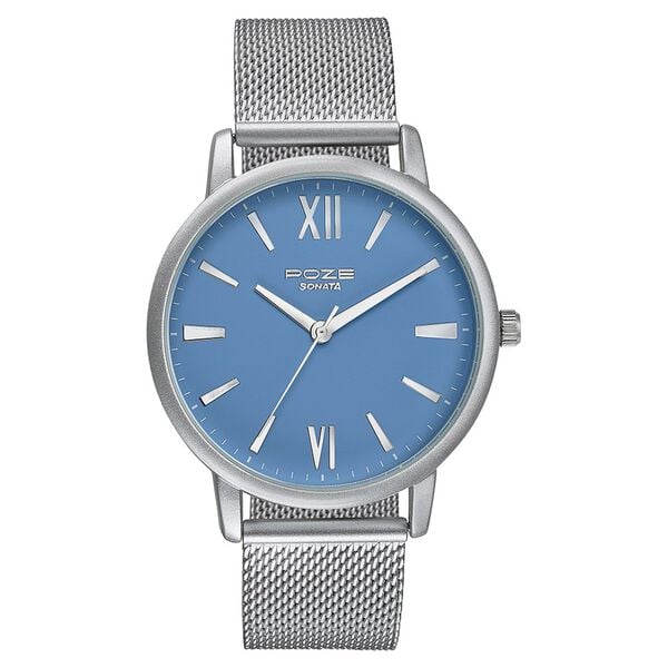 Sonata Poze Quartz Analog Blue Dial Mesh Strap Watch for Men - Image 2