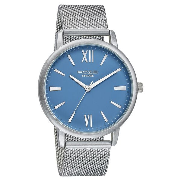 Sonata Poze Quartz Analog Blue Dial Mesh Strap Watch for Men - Image 3