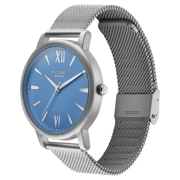 Sonata Poze Quartz Analog Blue Dial Mesh Strap Watch for Men - Image 4