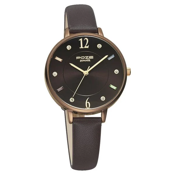 Poze by Sonata Quartz Analog Black Dial PU Leather Strap Watch for Women - Image 2
