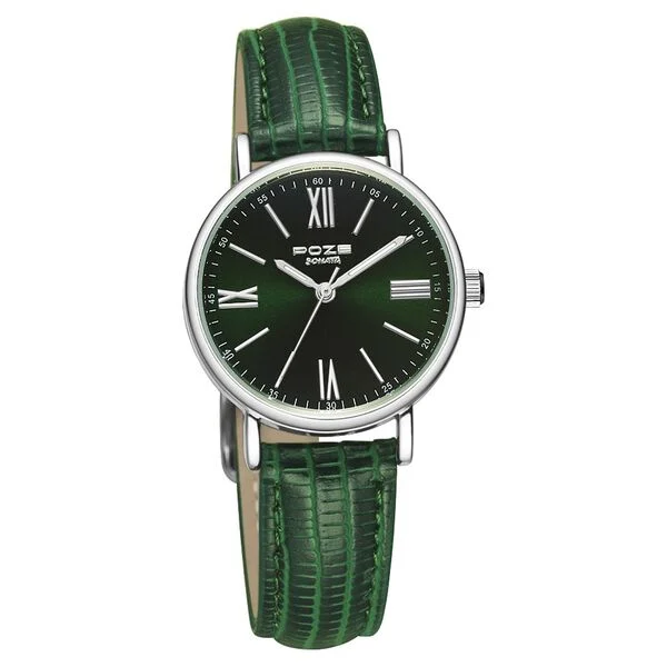 Poze by Sonata Quartz Analog Green Dial PU Leather Strap Watch for Women - Image 2