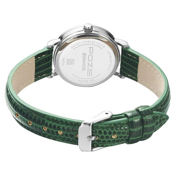 Poze by Sonata Quartz Analog Green Dial PU Leather Strap Watch for Women - Image 5