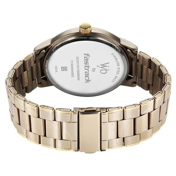 Fastrack Vyb Phantom Quartz Analog Khaki Dial Metal Strap Watch For Guys - Image 5