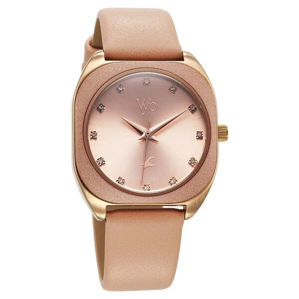 Vyb Muse By Fastrack Quartz Analog Pink Dial Leather Strap Watch For Girls - Image 2