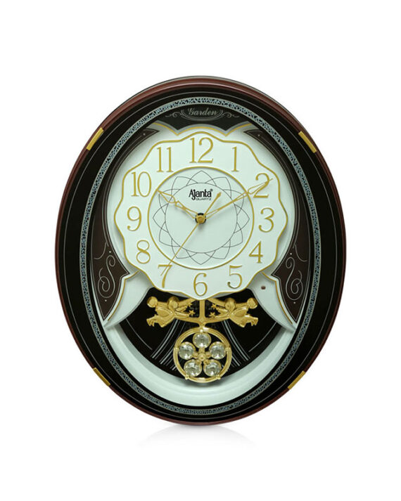 1-Classic-Musical-Pendulum-Quartz-Wall-Clock-with-Decorative-Diamonds-–-3127-–-Brown