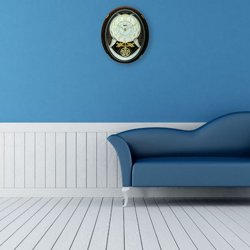 2-Classic-Musical-Pendulum-Quartz-Wall-Clock-with-Decorative-Diamonds-–-3127-–-Brown