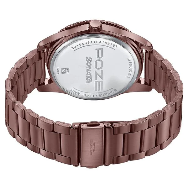 Sonata Poze Quartz Analog Brown Dial Brown Metal Strap Watch For Men - Image 5